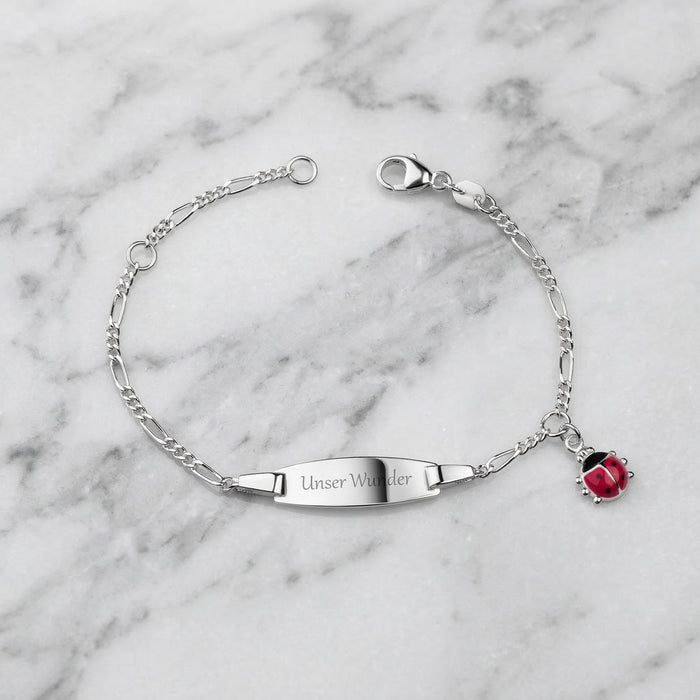 Marienkäfer Armband mit Gravur (Silber)